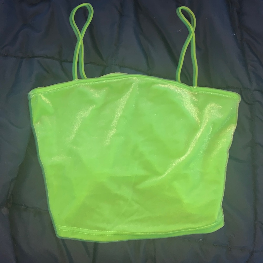 SHEIN Neon Green Stretch-Knit Cropped Cami Top